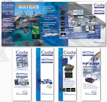 Exhibition graphics for CodaOctopus: Serpentine Nimlock backdrop and Barracuda free-standing panels.