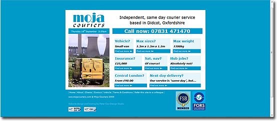 Moja Couriers' homepage